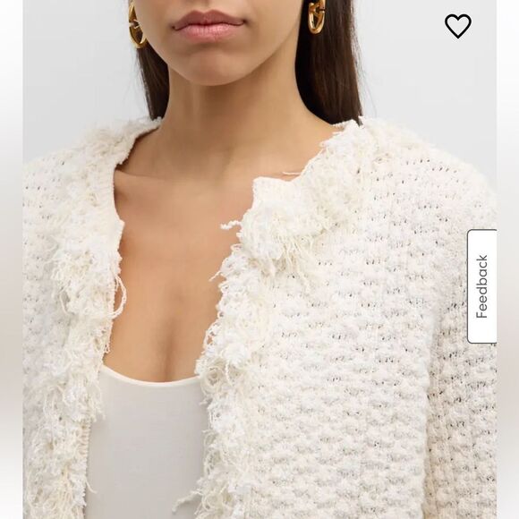 NWT A.L.C. April Fringe Open-Front Cardigan Cream Small - Picture 3 of 13